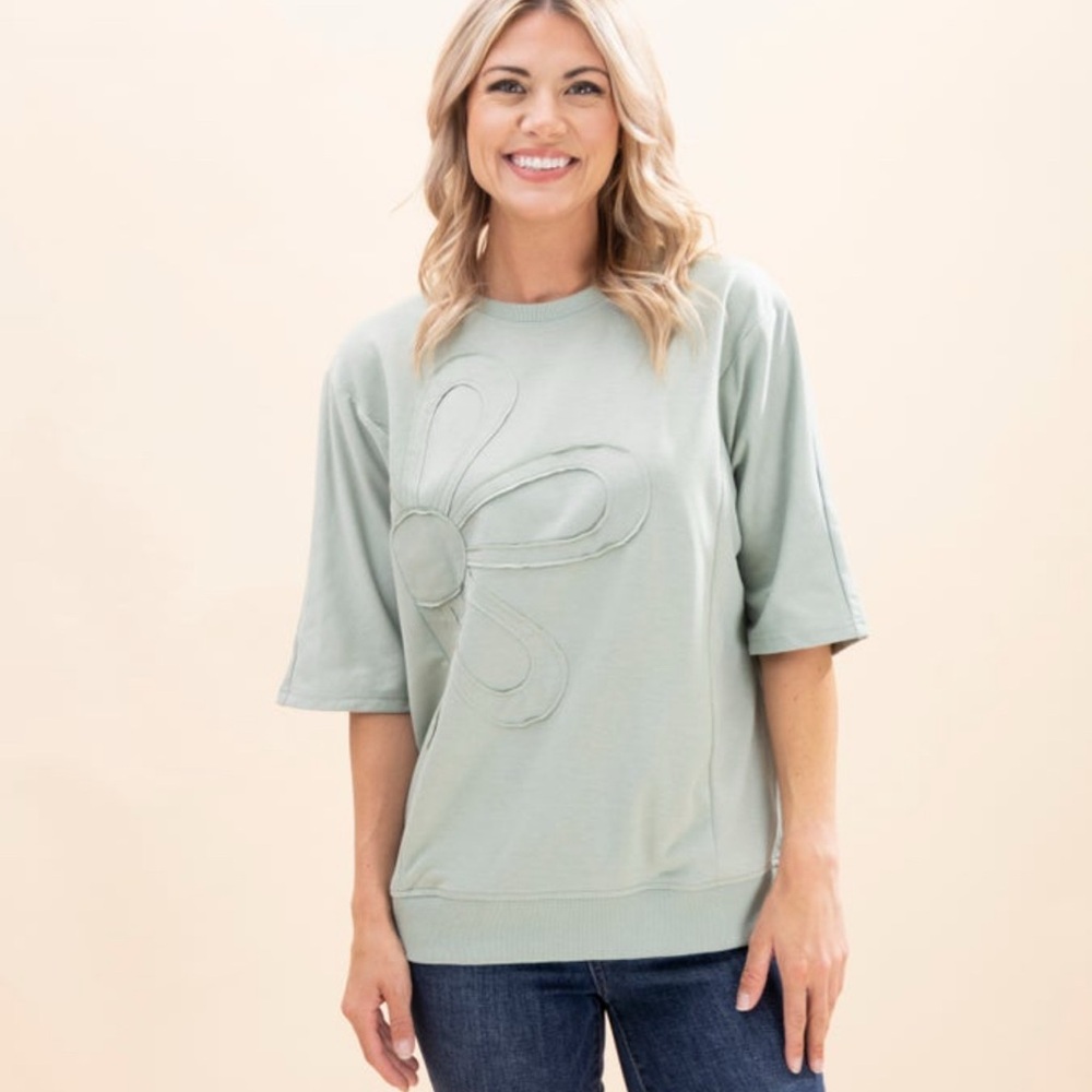 Floral Patched Half Sleeve Tunic Top